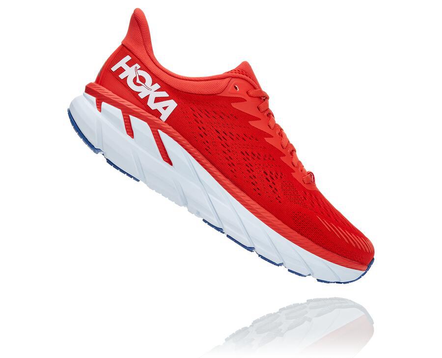 Zapatillas Running Hoka One One Hombre - Clifton 7 - Rojas/Blancas - EWH345109